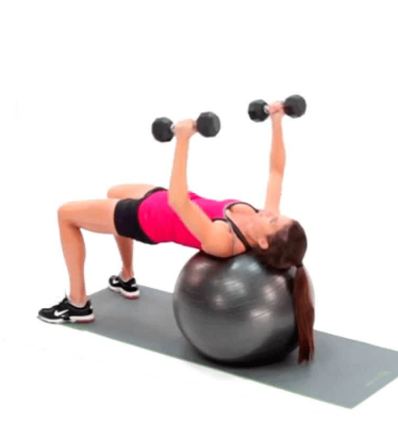 Bay ngực với bóng ổn định (Stability Ball Dumbbell Fly)